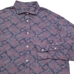 CREMIEUX CLASSICS Mens XL Paisley Long‎ Sleeve Knit Button Up Supima Cotton